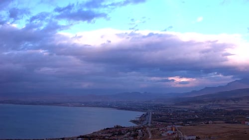 Cityscape at sunset. Van city Turkey.