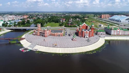 Flying over the City Promenade - Drone Footage