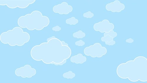 Animated Flat Design Clouds Moving Across Blue Sky Seamless Loop