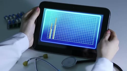 Medical Digital Tablet Line Graph Animation