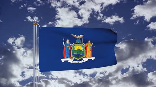 Realistic New York State Flag Waving Animation