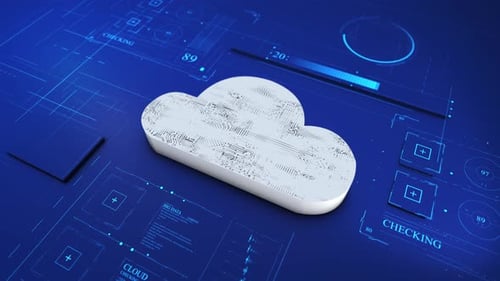 Cloud data transfer. Cloud computing technology and online data storage for business network concept