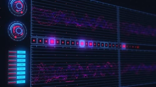 Futuristic Digital Dashboard Interface with Wavy Data Graphs