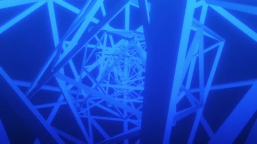 Glowing Blue Abstract Geometric Tunnel Loop Background