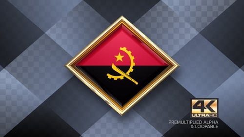 Angola Flag 3D Spin Reveal in Golden Frame