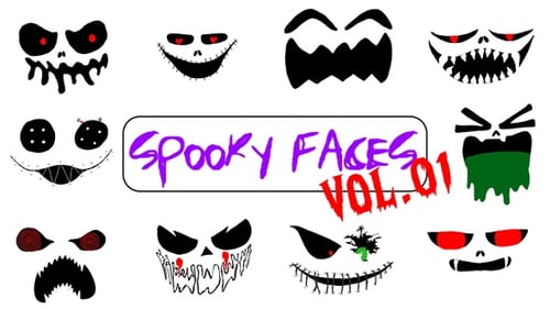 Animated Halloween Spooky Face Expressions Pack