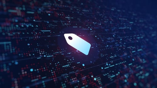 Futuristic Digital Price Tag Icon Reveal Background