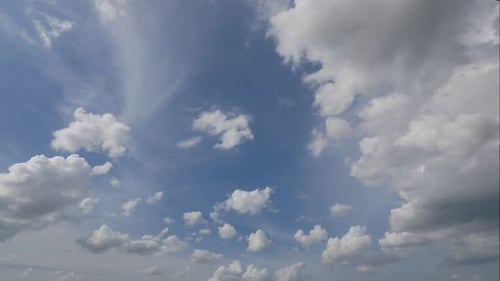 Time lapse of white cloud moving pass around sky background