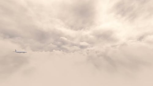 Airplane Flying Through Clouds Background Animation
