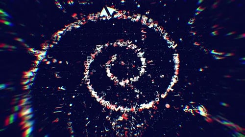 Glitched Abstract Spiral Shapes Loop Background