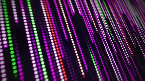 Colorful Abstract Pixel Data Stream with Flowing Light Trails