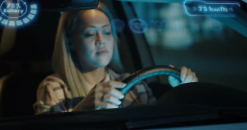 Futuristic Car Interface Driving at Night