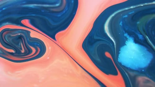 Mesmerizing Fluid Art with Blue and Salmon Swirls