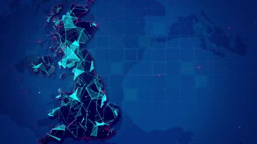 Abstract Plexus Network In United Kingdom Map