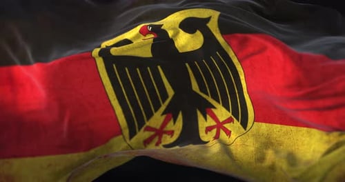 Realistic Waving German Flag with Grunge Texture