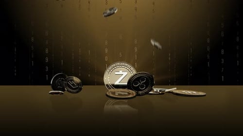 Stellen Sie 2-10 ZCASH Cryptocurrency Hintergrund mit Ziffern 4K