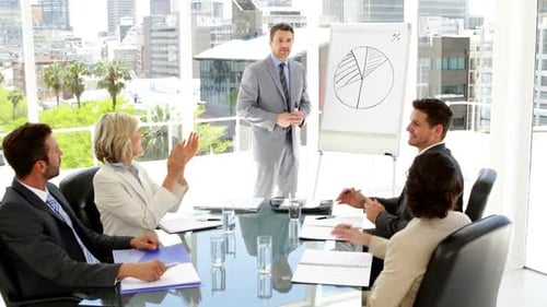 Professional Business Presentation in Bright Corporate Office