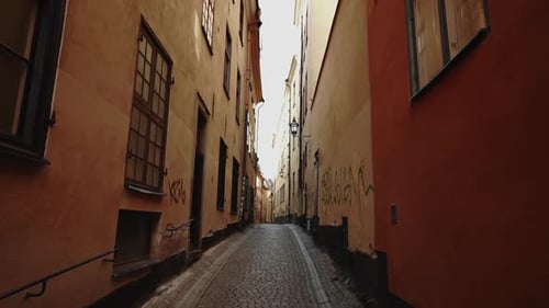 Apartment Building Streets in Stockholm area.Scandinavian Facades of Town Houses