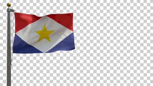 Realistic Saba Flag Waving Seamlessly on Transparent Background