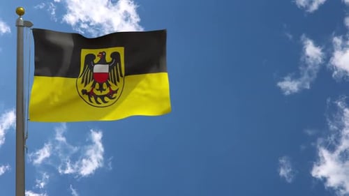 Saxony-Anhalt Flag Waving in Wind with Blue Sky