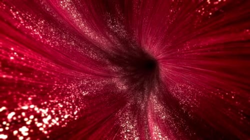 Abstract Glowing Red Tunnel with Sparkling Particles