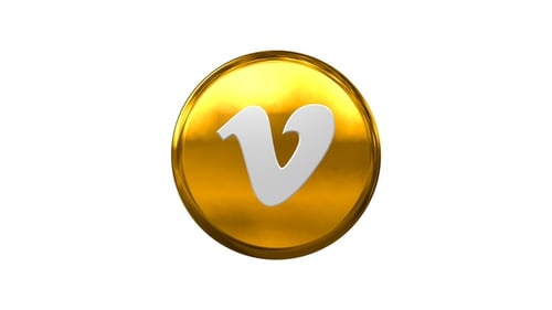 Golden 3D Rotating Logo Icon Element