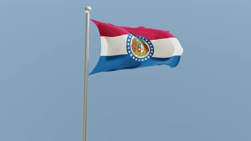 Missouri State Flag Waving with Realistic Fabric Movement
