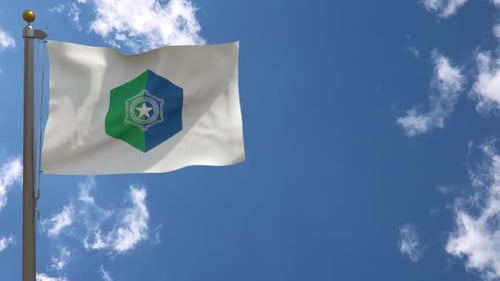 Bandera de la ciudad de Sapporo Japón en asta de bandera