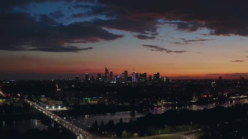 Atemberaubende Skyline bei Sonnenuntergang Panorama von Warschau Polen