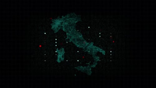 Futuristic Digital Map of Italy Network Connection