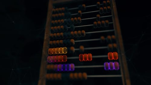 Futuristic Digital Abacus Calculation Animation