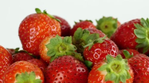 Fresh Red Strawberries Heap Rotating Slowly