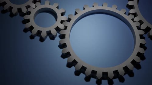 Animación de engranaje de bucle sobre fondo azul