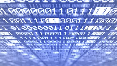 Scrolling Binary Code Tunnel in Futuristic Digital Style