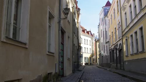Empty Street of Tallinn City Old Town