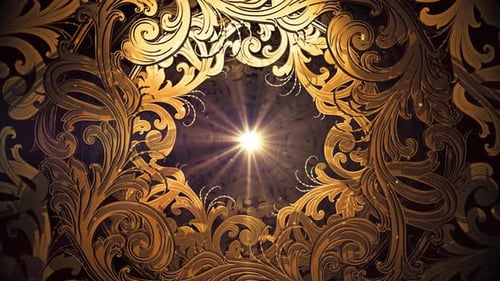Elegant Golden Ornate Swirling Patterns Motion Background