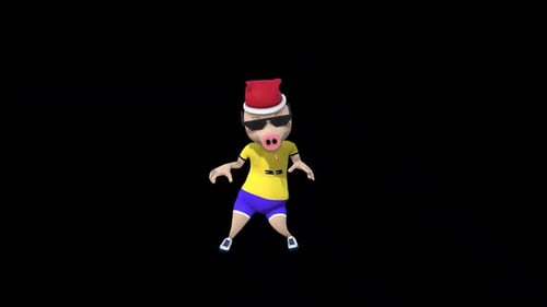 Cartoon Kid Pig Dance 8