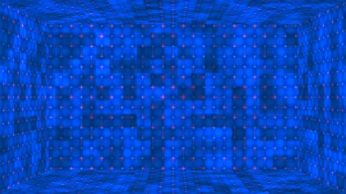 Abstract Blue Geometric Cube Room Animated Background Loop