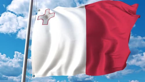 Malta Flag Waving Seamlessly Against a Bright Blue Sky