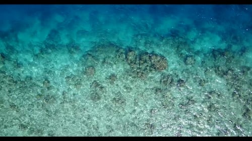 Aerial top view sky of idyllic coast beach time by blue sea with white sand background of adventure