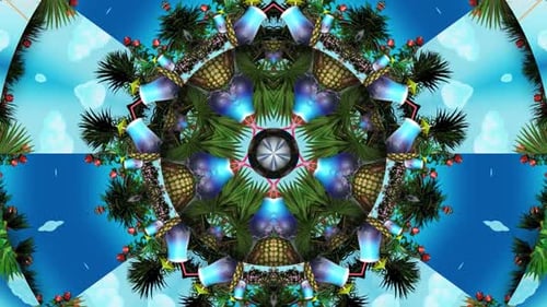 Vibrant Tropical Kaleidoscope Summer Pattern Background Animation