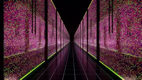 Le centre de données Corridor Big Computers est plein de serveurs rack