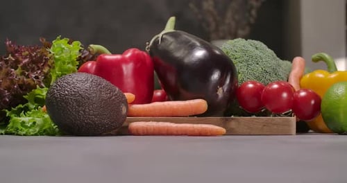 Fresh Vegetables Displayed on Kitchen Countertop