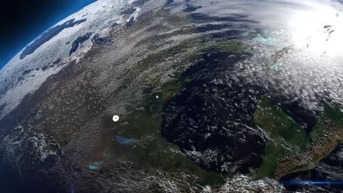 nukleare Explosionen auf dem Planeten Erde Blick aus dem Weltraum. Animierte Simulation von Explosionen