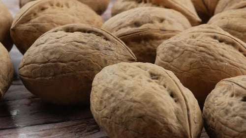 many organic walnuts close up