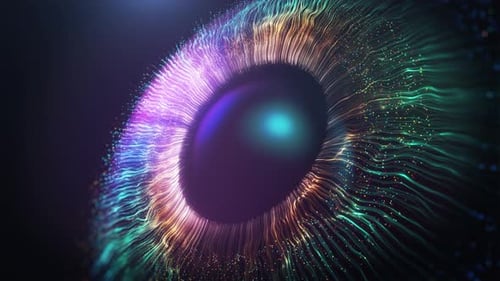 Futuristic Glowing Digital Eye with Abstract Particles