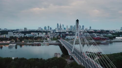 Aerial Panoramic Drone Shot of Warsaw City Cityscape