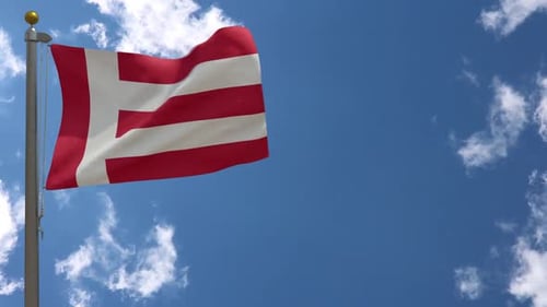 Bandera de la ciudad de Eindhoven (Países Bajos) en asta de bandera