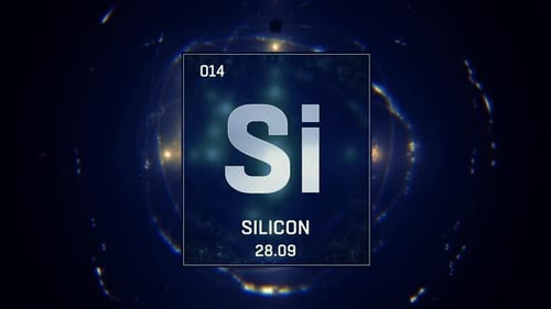Silicon As Element 14 Of The Periodic Table On Blue Background