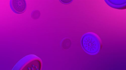 Cardano Cryptocurrency Falling Coins Background Loop